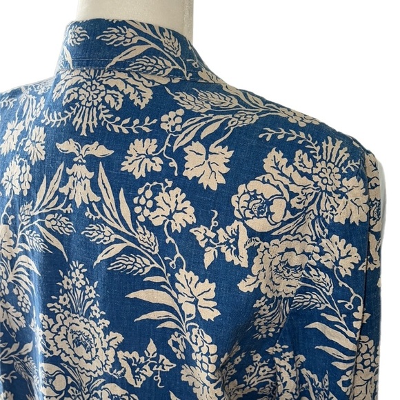 NWOT 1990’s  Vintage Cathy Daniel’s Blue White Floral Linen Cotton Blazer S - Picture 2 of 12